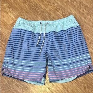 Vineyard Vines Blue and Pink Striped Swim Shorts small excellent condition